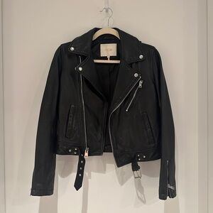 Maje Black Lambskin Leather Jacket Size 36 / Small